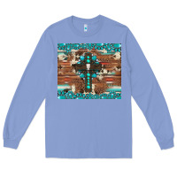 Colony Blue gemstone and cross with cowhide Long Sleeve Tee - Artiststas
