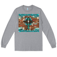 Heather Grey gemstone and cross with cowhide Long Sleeve Tee - Artiststas