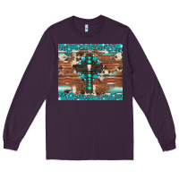 Plum gemstone and cross with cowhide Long Sleeve Tee - Artiststas