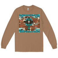 Toasted Coconut gemstone and cross with cowhide Long Sleeve Tee - Artiststas