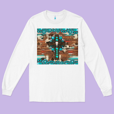 Gemstone And Cross With Cowhide Long Sleeve Tee Designed By Artiststas