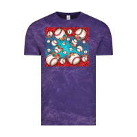 Cloud Purple baseball paisley and jean pattern Vintage Tee - JahusDesignShop