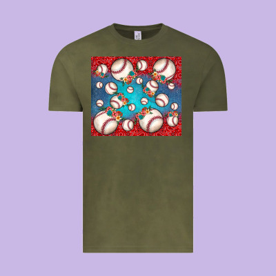 Baseball Paisley And Jean Pattern Vintage Tee Designed By Jahusdesignshop