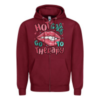 Burgundy hot girls go to therapy Zipper Hoodie - MaliasSmallBusiness