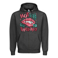 Charcoal Heather hot girls go to therapy Zipper Hoodie - MaliasSmallBusiness