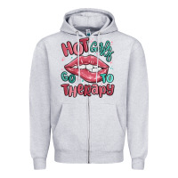 Heather Grey hot girls go to therapy Zipper Hoodie - MaliasSmallBusiness