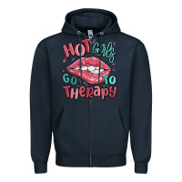 Navy hot girls go to therapy Zipper Hoodie - MaliasSmallBusiness