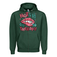 Sports Green hot girls go to therapy Zipper Hoodie - MaliasSmallBusiness