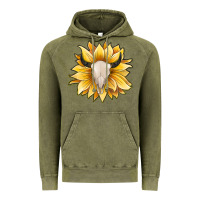 Vintage Olive sunflower bull skull Vintage Hoodie - JahusDesignShop
