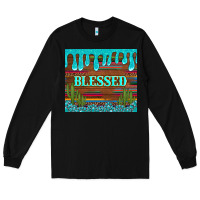 Black blessed annd cactus with gemstone tumbler Long Sleeve Tee - Artiststas