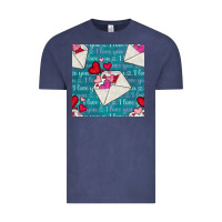 Vintage Denim valentines day envelope with hearts Vintage Tee - BundleAndBundleShop