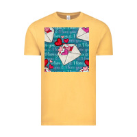 Vintage Mustard valentines day envelope with hearts Vintage Tee - BundleAndBundleShop