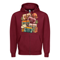 Burgundy customized country cassette tapes Zipper Hoodie - MaliasSmallBusiness