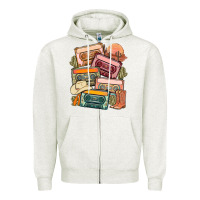 Oatmeal Heather customized country cassette tapes Zipper Hoodie - MaliasSmallBusiness