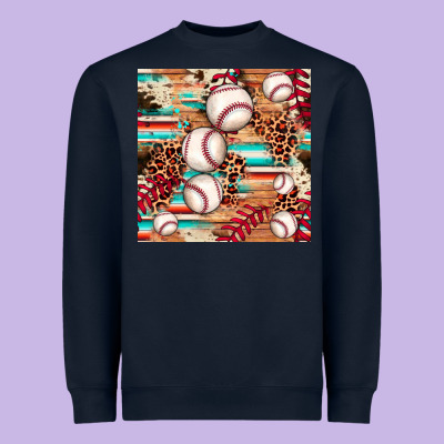 Baseball Leopard Cowhide Turquoise Seamless Pattern Heavyweight Sweatshirt Designed By Jahusdesignshop