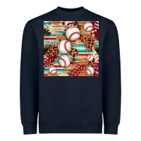 Navy baseball leopard cowhide turquoise seamless pattern Heavyweight Sweatshirt - JahusDesignShop