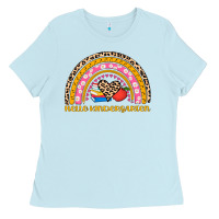 Baby Blue back to school rainbow hello kindergarten Ladies Tee - AdoDesignShop