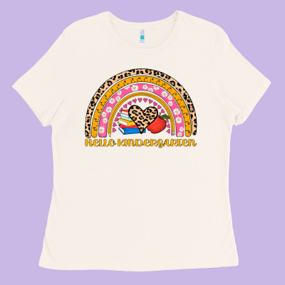 Back To School Rainbow Hello Kindergarten Ladies Tee Designed By Adodesignshop