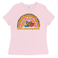 Bubblegum Pink back to school rainbow hello kindergarten Ladies Tee - AdoDesignShop
