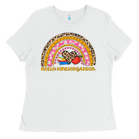 White back to school rainbow hello kindergarten Ladies Tee - AdoDesignShop