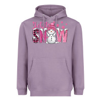 Lavender Pink Let It Snow With Cute Snowman Heavyweight Hoodie - BundleAndBundleShop