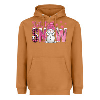 Meerkat Pink Let It Snow With Cute Snowman Heavyweight Hoodie - BundleAndBundleShop
