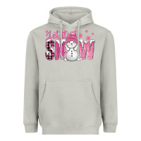 Moon Dust Pink Let It Snow With Cute Snowman Heavyweight Hoodie - BundleAndBundleShop