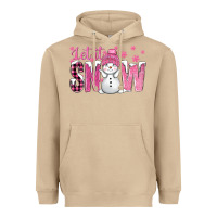 Mushroom Pink Let It Snow With Cute Snowman Heavyweight Hoodie - BundleAndBundleShop