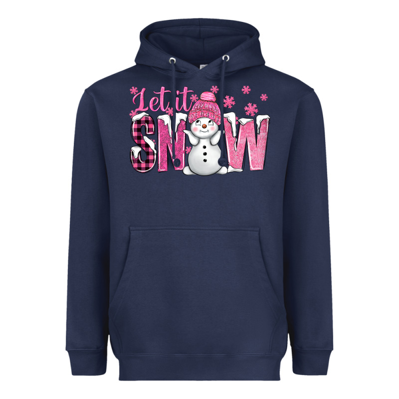 Pink Let It Snow With Cute Snowman Heavyweight Hoodie by BundleAndBundleShop | Teevron
