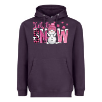 Plum Pink Let It Snow With Cute Snowman Heavyweight Hoodie - BundleAndBundleShop
