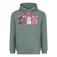 Sage Pink Let It Snow With Cute Snowman Heavyweight Hoodie - BundleAndBundleShop