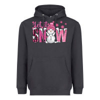 Smoke Pink Let It Snow With Cute Snowman Heavyweight Hoodie - BundleAndBundleShop