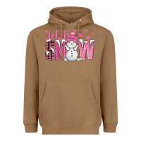 Toasted Coconut Pink Let It Snow With Cute Snowman Heavyweight Hoodie - BundleAndBundleShop