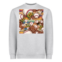 Heather Grey baseball leopard cowhide sunflower seamless pattern Heavyweight Sweatshirt - JahusDesignShop
