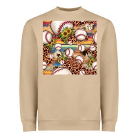 Mushroom baseball leopard cowhide sunflower seamless pattern Heavyweight Sweatshirt - JahusDesignShop