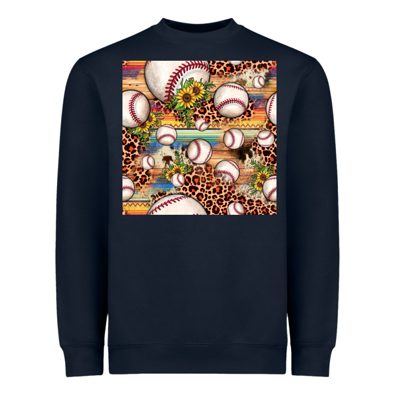 Baseball Leopard Cowhide Sunflower Seamless Pattern Heavyweight Sweatshirt by JahusDesignShop | Teevron