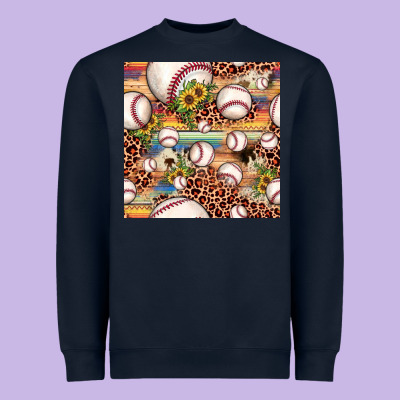 Baseball Leopard Cowhide Sunflower Seamless Pattern Heavyweight Sweatshirt Designed By Jahusdesignshop