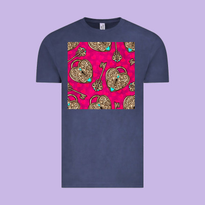 Valentines Day Lock And Key Seamless Pattern Vintage Tee Designed By Bundleandbundleshop