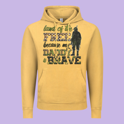 Land Of The Free Because My Daddy Is Brave Vintage Hoodie Designed By Hra Design Shop