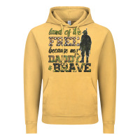 Vintage Mustard land of the free because my daddy is brave Vintage Hoodie - HRA Design Shop