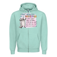 Seafoam just realized im a raccoon Zipper Hoodie - MaliasSmallBusiness