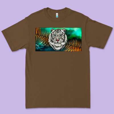 Premium Tee white tiger forest license plate