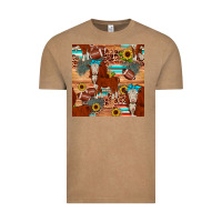 Vintage Coffee football hereford sunflower seamless pattern Vintage Tee - JahusDesignShop