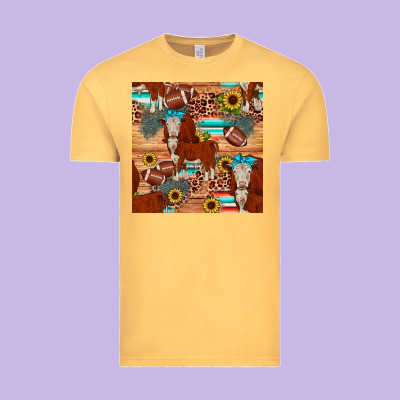 Football Hereford Sunflower Seamless Pattern Vintage Tee Designed By Jahusdesignshop