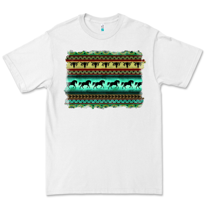 Turquoise Aztec Bullskull And Horse Premium Tee by BarkalooDesign | Teevron