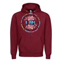 Burgundy i am inspiration Zipper Hoodie - MaliasSmallBusiness