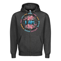 Charcoal Heather i am inspiration Zipper Hoodie - MaliasSmallBusiness