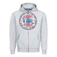 Heather Grey i am inspiration Zipper Hoodie - MaliasSmallBusiness