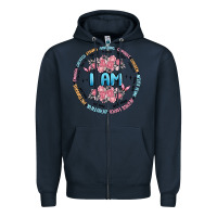 Navy i am inspiration Zipper Hoodie - MaliasSmallBusiness