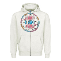 Oatmeal Heather i am inspiration Zipper Hoodie - MaliasSmallBusiness